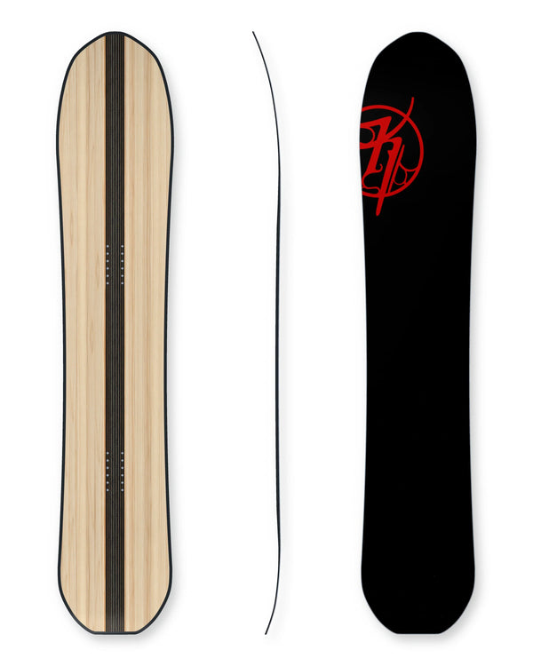 MRK5 snowboard construction with 50 mm centre carbon stringer and suspended shadow