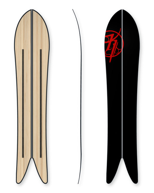 Kindred Merville Split, 158 cm: suspended core plan, side profile and base views with soft drop shadows.